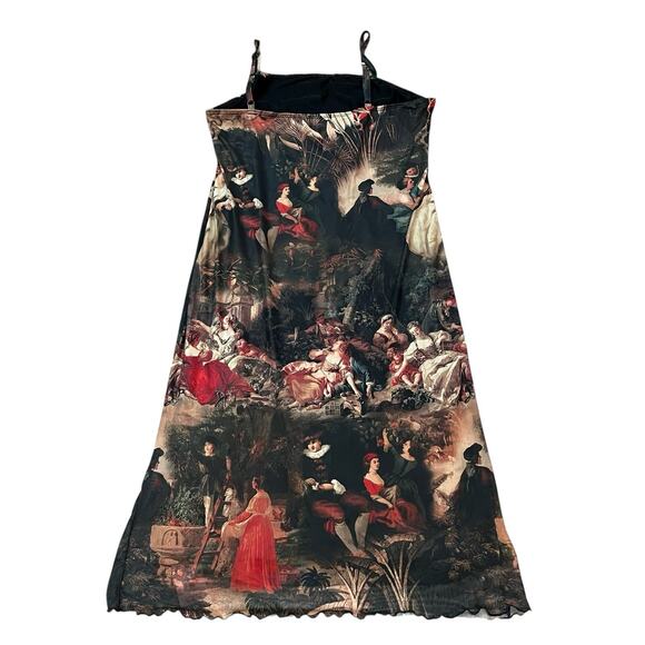 Shein Rococo Art Print Mesh Slip Dress 3XL Midi Straight Fit Bodycon French - Picture 2 of 8